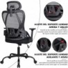 Silla Ergonómica de Oficina con Respaldo Transpirable y Apoyo Lumbar | Reposacabezas Ajustable, Reposabrazos Regulables