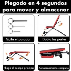 Banco de Ejercicio o Musculación Plegable Ligero Multifunción Para Pesas y Mancuernas Ajustable de Abdominales Gimnasio