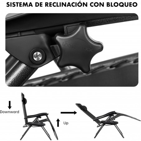 Pack 2 Tumbonas o Sillas de Exterior Plegables para jardín, Playa, Piscina, terraza. Gravedad Zero 2 Unidades, Portavaso