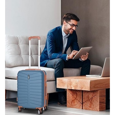 Maleta de Cabina 20" (38L) Semirígida ABS con 4 Ruedas Giratorias 360° - Equipaje de Mano Ligero 55x34x23 cm con Candado TSA
