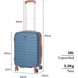 Maleta de Cabina 20" (38L) Semirígida ABS con 4 Ruedas Giratorias 360° - Equipaje de Mano Ligero 55x34x23 cm con Candado TSA