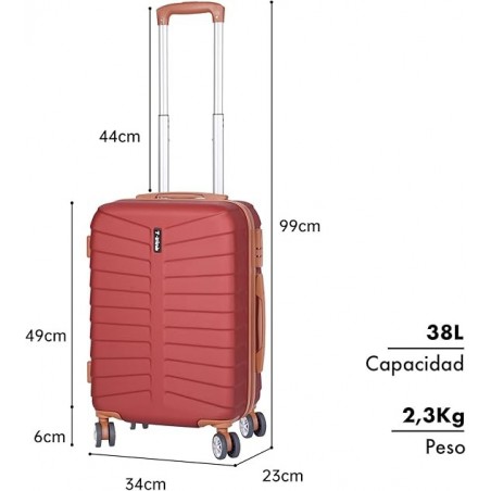 Maleta de Cabina 20" (38L) Semirígida ABS con 4 Ruedas Giratorias 360° - Equipaje de Mano Ligero 55x34x23 cm con Candado TSA