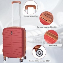 Maleta de Cabina 20" (38L) Semirígida ABS con 4 Ruedas Giratorias 360° - Equipaje de Mano Ligero 55x34x23 cm con Candado TSA