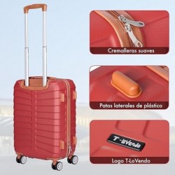Maleta de Cabina 20" (38L) Semirígida ABS con 4 Ruedas Giratorias 360° - Equipaje de Mano Ligero 55x34x23 cm con Candado TSA
