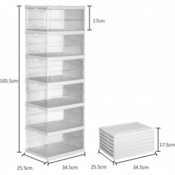 Cajas de almacenamiento plegables y apilables | Zapatero | Organizadores de plástico transparente con puerta abatible