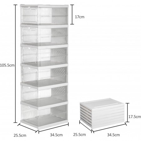 Cajas de Almacenamiento Plegables y Apilables con Puerta Abatible Transparente - Organizadores de Plástico para Zapatos y Hogar