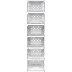 Cajas de almacenamiento plegables y apilables | Zapatero | Organizadores de plástico transparente con puerta abatible
