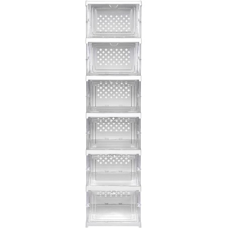 Cajas de Almacenamiento Plegables y Apilables con Puerta Abatible Transparente - Organizadores de Plástico para Zapatos y Hogar