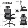 Silla de oficina ergonómica con respaldo de malla transpirable y reposacabezas ajustable | Asiento acolchado, cómodo