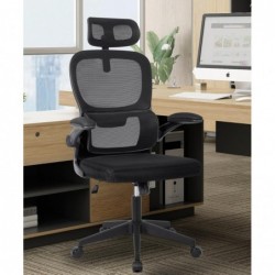 Silla de oficina ergonómica con respaldo de malla transpirable y reposacabezas ajustable | Asiento acolchado, cómodo