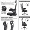 Silla de oficina ergonómica con respaldo de malla transpirable y reposacabezas ajustable | Asiento acolchado, cómodo