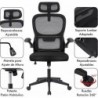 Silla de oficina ergonómica con respaldo de malla transpirable y reposacabezas ajustable | Asiento acolchado, cómodo