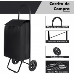 Carro de Compra Plegable 2 Ruedas. Carrito de la Compra Ligero con Bolsa Impermeable. Carga hasta 25kg. Capacidad 35 L
