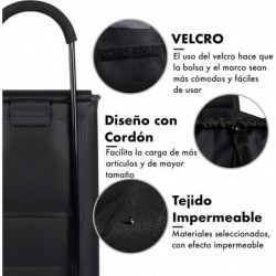 Carro de Compra Plegable 2 Ruedas. Carrito de la Compra Ligero con Bolsa Impermeable. Carga hasta 25kg. Capacidad 35 L