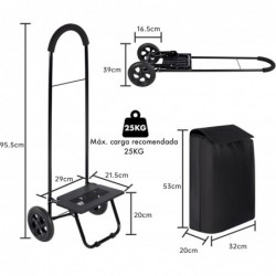 Carro de Compra Plegable 2 Ruedas. Carrito de la Compra Ligero con Bolsa Impermeable. Carga hasta 25kg. Capacidad 35 L