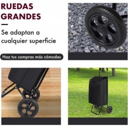 Carro de Compra Plegable 2 Ruedas. Carrito de la Compra Ligero con Bolsa Impermeable. Carga hasta 25kg. Capacidad 35 L