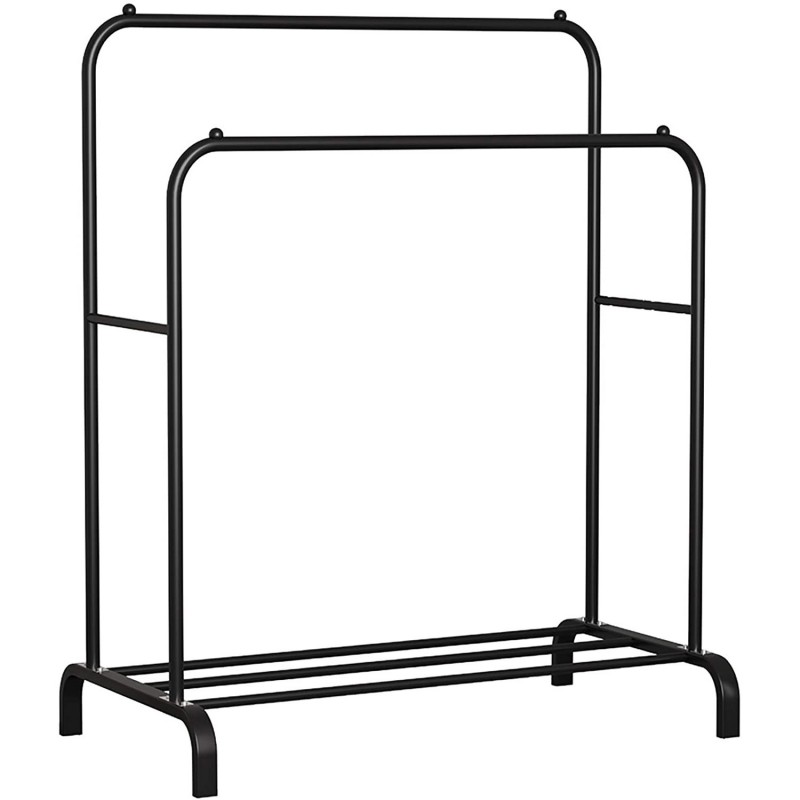 Perchero burro doble de metal con barras para colgar ropa y base inferior para zapatos o cajas | Estructura resistente