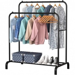 Perchero burro doble de metal con barras para colgar ropa y base inferior para zapatos o cajas | Estructura resistente