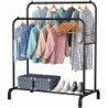 Perchero burro doble de metal con barras para colgar ropa y base inferior para zapatos o cajas | Estructura resistente