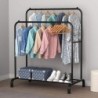 Perchero burro doble de metal con barras para colgar ropa y base inferior para zapatos o cajas | Estructura resistente