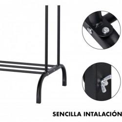Perchero burro doble de metal con barras para colgar ropa y base inferior para zapatos o cajas | Estructura resistente