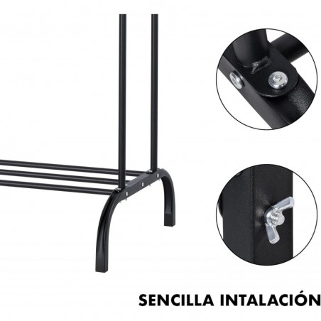 Perchero burro doble de metal con barras para colgar ropa y base inferior para zapatos o cajas | Estructura resistente