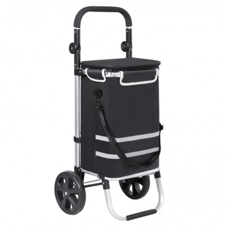 Carro Compra Plegable Ruedas Grandes Aluminio Ligero Bolso Térmico Aislamiento Reflectante Bolsa Extraíble Cierre Velcro