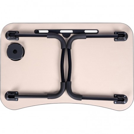 Mesa Plegable Auxiliar Portátil 60x40 cm con Altura Ajustable y Portavasos - Mesita para Cama, Sofá y Ordenador
