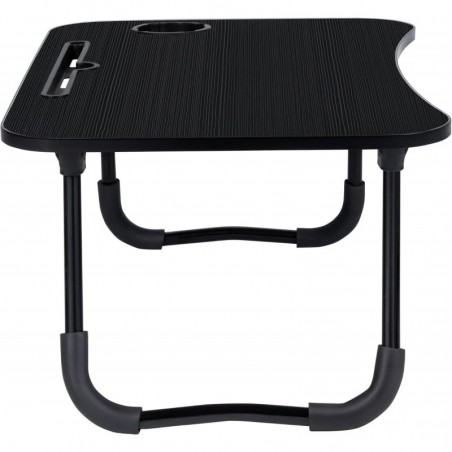 Mesa Plegable Auxiliar Portátil 60x40 cm con Altura Ajustable y Portavasos - Mesita para Cama, Sofá y Ordenador