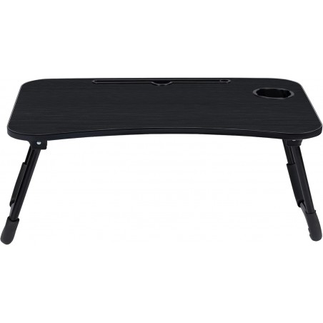 Mesa Plegable Auxiliar Portátil 60x40 cm con Altura Ajustable y Portavasos - Mesita para Cama, Sofá y Ordenador