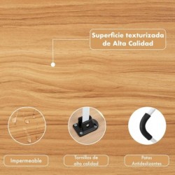 Mesa Plegable Auxiliar Portátil 60x40 cm con Altura Ajustable y Portavasos - Mesita para Cama, Sofá y Ordenador