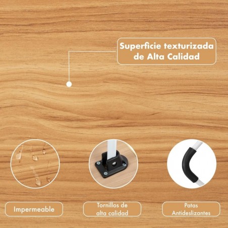 Mesa Plegable Auxiliar Portátil 60x40 cm con Altura Ajustable y Portavasos - Mesita para Cama, Sofá y Ordenador