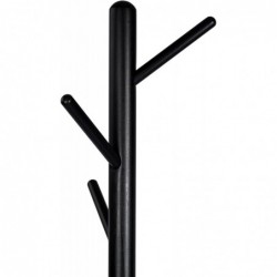 Perchero De Pie Madera de Haya Negro Con 8 Ganchos Estilo Árbol Minimalista | Colgador Ropa Sombreros Bolsos Entrada