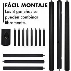 Perchero De Pie Madera de Haya Negro Con 8 Ganchos Estilo Árbol Minimalista | Colgador Ropa Sombreros Bolsos Entrada