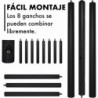 Perchero De Pie Madera de Haya Negro Con 8 Ganchos Estilo Árbol Minimalista | Colgador Ropa Sombreros Bolsos Entrada