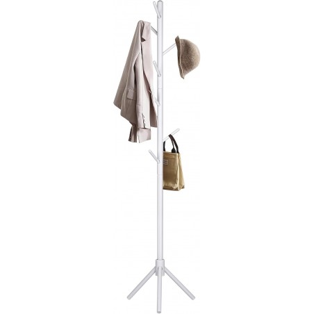 Perchero de Pie de Madera con 8 Ganchos Estilo Árbol - Colgador para Abrigos y Bolsos en Entrada