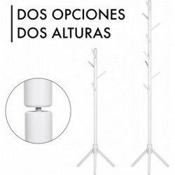 Perchero de Pie de Madera con 8 Ganchos Estilo Árbol - Colgador para Abrigos y Bolsos en Entrada