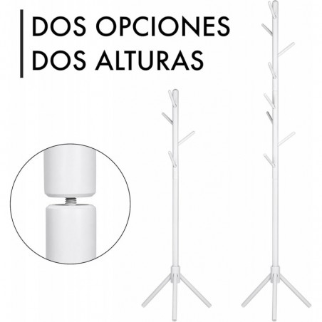 Perchero de Pie de Madera con 8 Ganchos Estilo Árbol - Colgador para Abrigos y Bolsos en Entrada