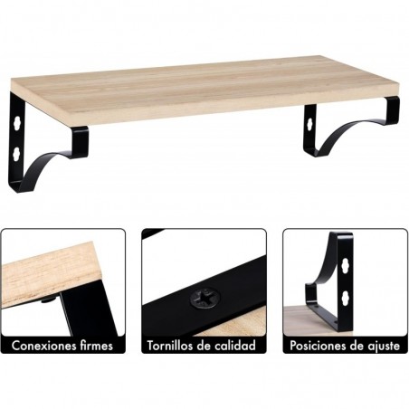 Baldas Pared Madera Natural T-LOVENDO - Juego 3 Estantes Flotantes con Soportes Metálicos