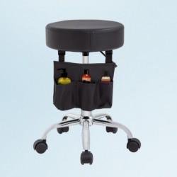 Taburete Giratorio Profesional con Ruedas y Bolsillos Almacenaje | Silla Redonda Ajustable | Banqueta Altura Regulable