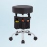 Taburete Giratorio Profesional con Ruedas y Bolsillos Almacenaje | Silla Redonda Ajustable | Banqueta Altura Regulable