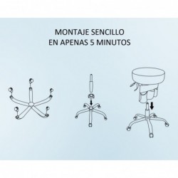 Taburete Giratorio Profesional con Ruedas y Bolsillos Almacenaje | Silla Redonda Ajustable | Banqueta Altura Regulable