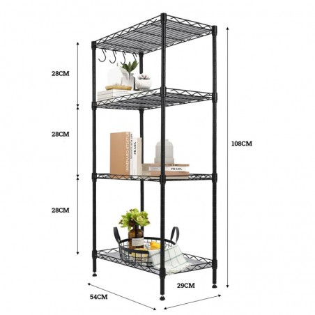 Estantería Metálica para Baño, Cocina y Garaje - Estantes Ajustables en Altura con Rejilla Industrial Resistente