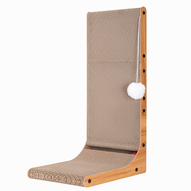 Rascador Para Gatos De Cartón Reforzado Con Madera | Poste Rascador Vertical Y Base Antideslizante | Mueble Rascador