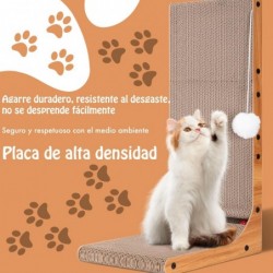 Rascador Para Gatos De Cartón Reforzado Con Madera | Poste Rascador Vertical Y Base Antideslizante | Mueble Rascador