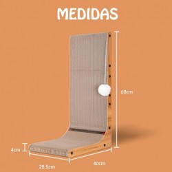 Rascador Para Gatos De Cartón Reforzado Con Madera | Poste Rascador Vertical Y Base Antideslizante | Mueble Rascador