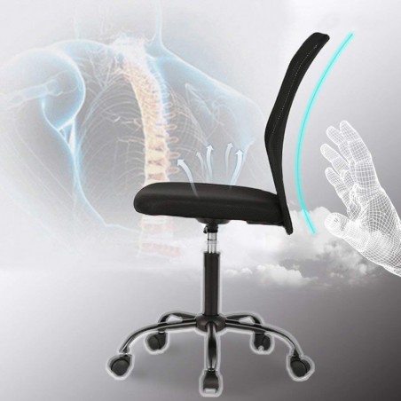 Silla de Oficina Ergonómica sin Reposabrazos con Malla Transpirable - Juvenil Giratoria para Escritorio
