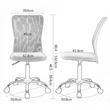 Silla de Oficina Ergonómica sin Reposabrazos con Malla Transpirable - Juvenil Giratoria para Escritorio