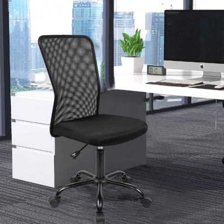 Silla de Oficina Ergonómica sin Reposabrazos con Malla Transpirable - Juvenil Giratoria para Escritorio