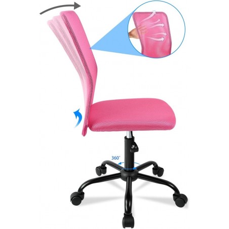 Silla de Oficina Ergonómica sin Reposabrazos con Malla Transpirable - Juvenil Giratoria para Escritorio